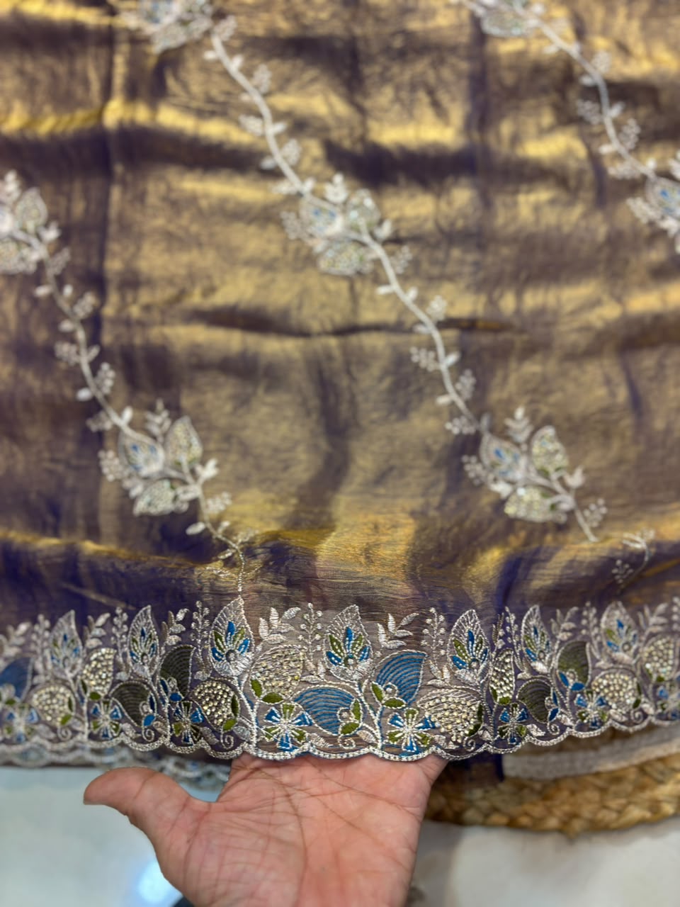 Royal Diamond Embroidered Designer Fancy Saree