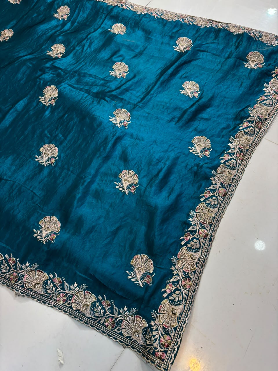 Royal Diamond Embroidered Designer Fancy Saree