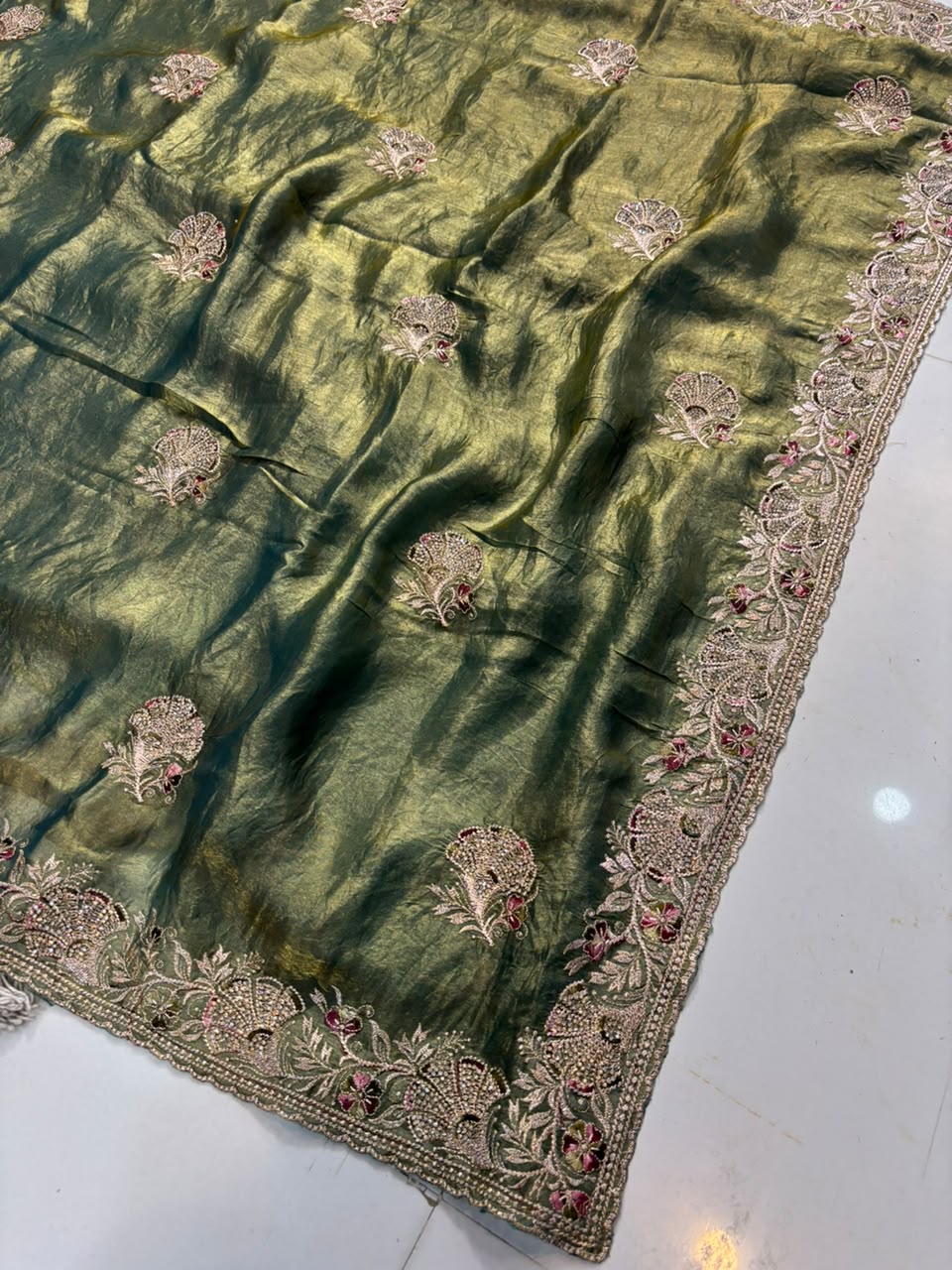 Royal Diamond Embroidered Designer Fancy Saree