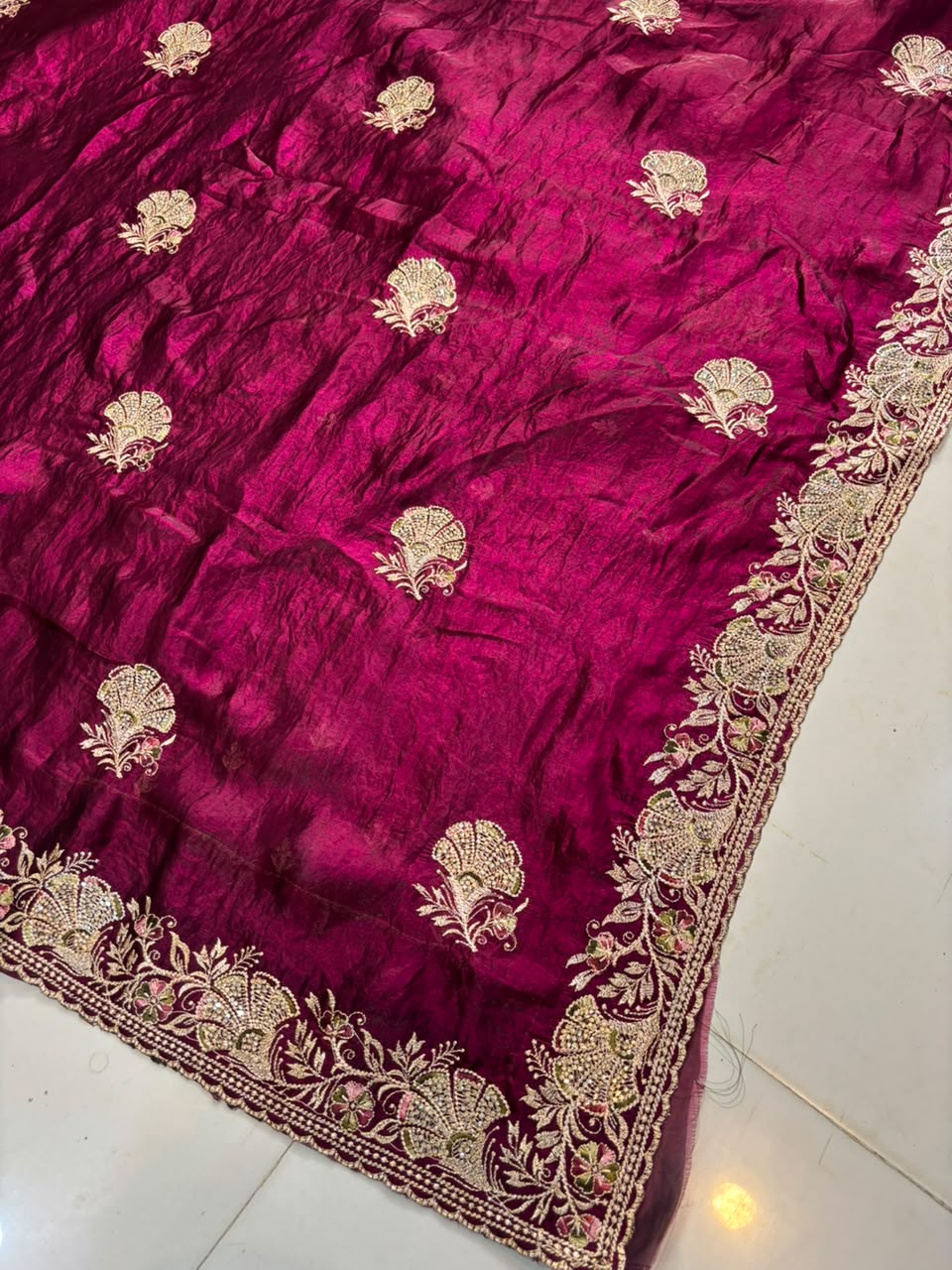 Royal Diamond Embroidered Designer Fancy Saree