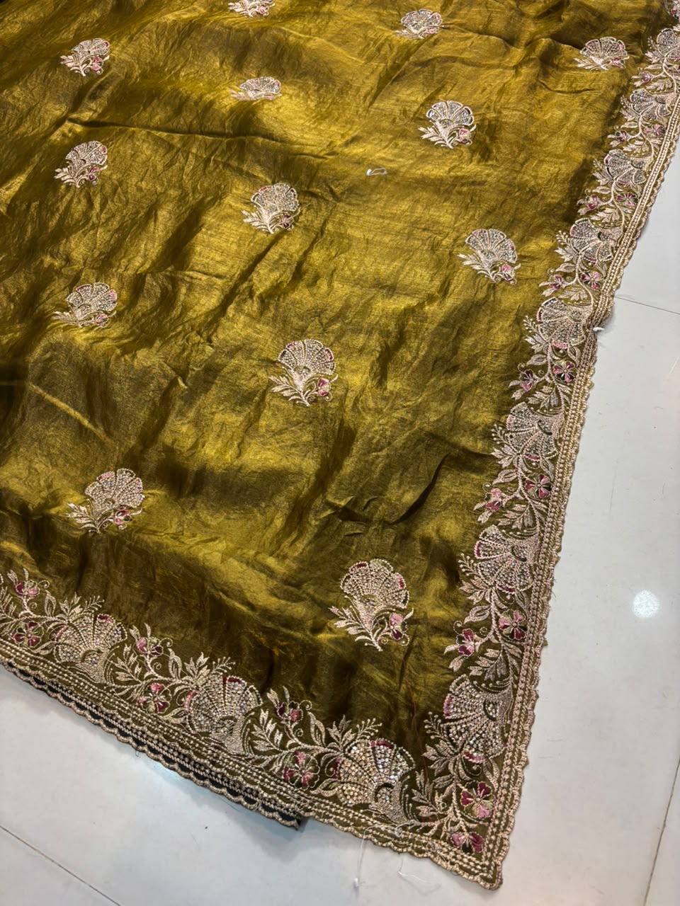 Royal Diamond Embroidered Designer Fancy Saree