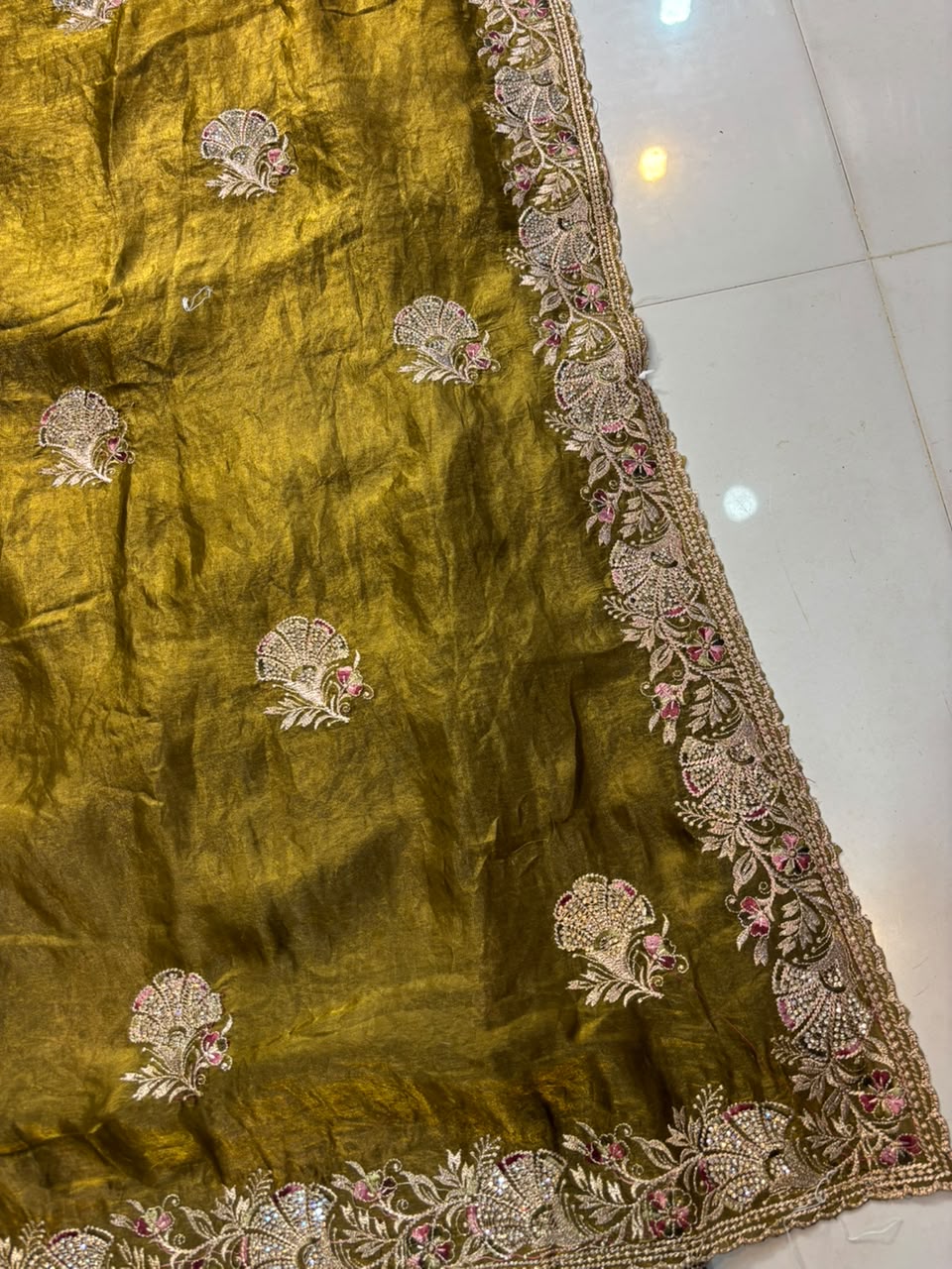 Royal Diamond Embroidered Designer Fancy Saree