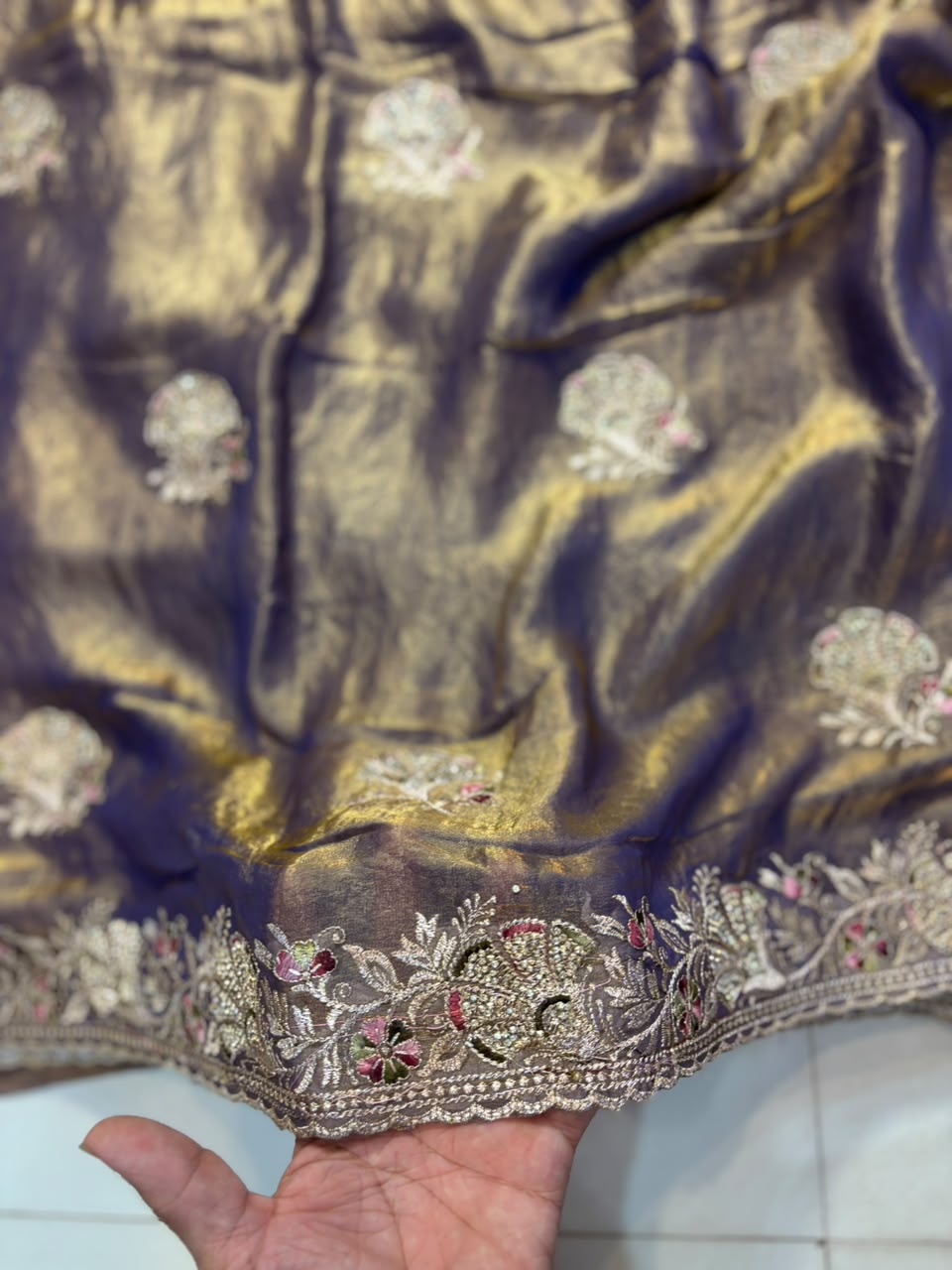 Royal Diamond Embroidered Designer Fancy Saree