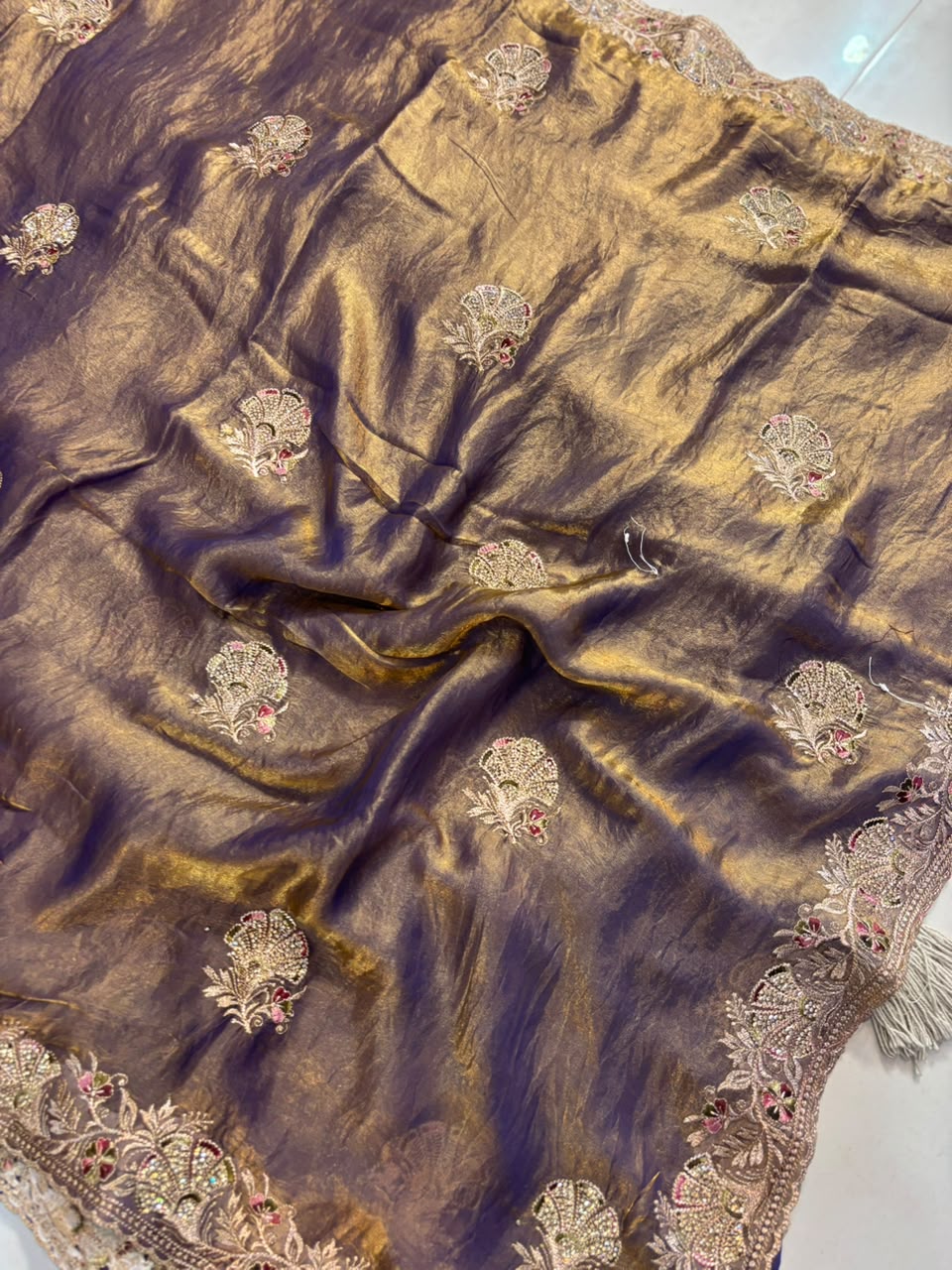 Royal Diamond Embroidered Designer Fancy Saree
