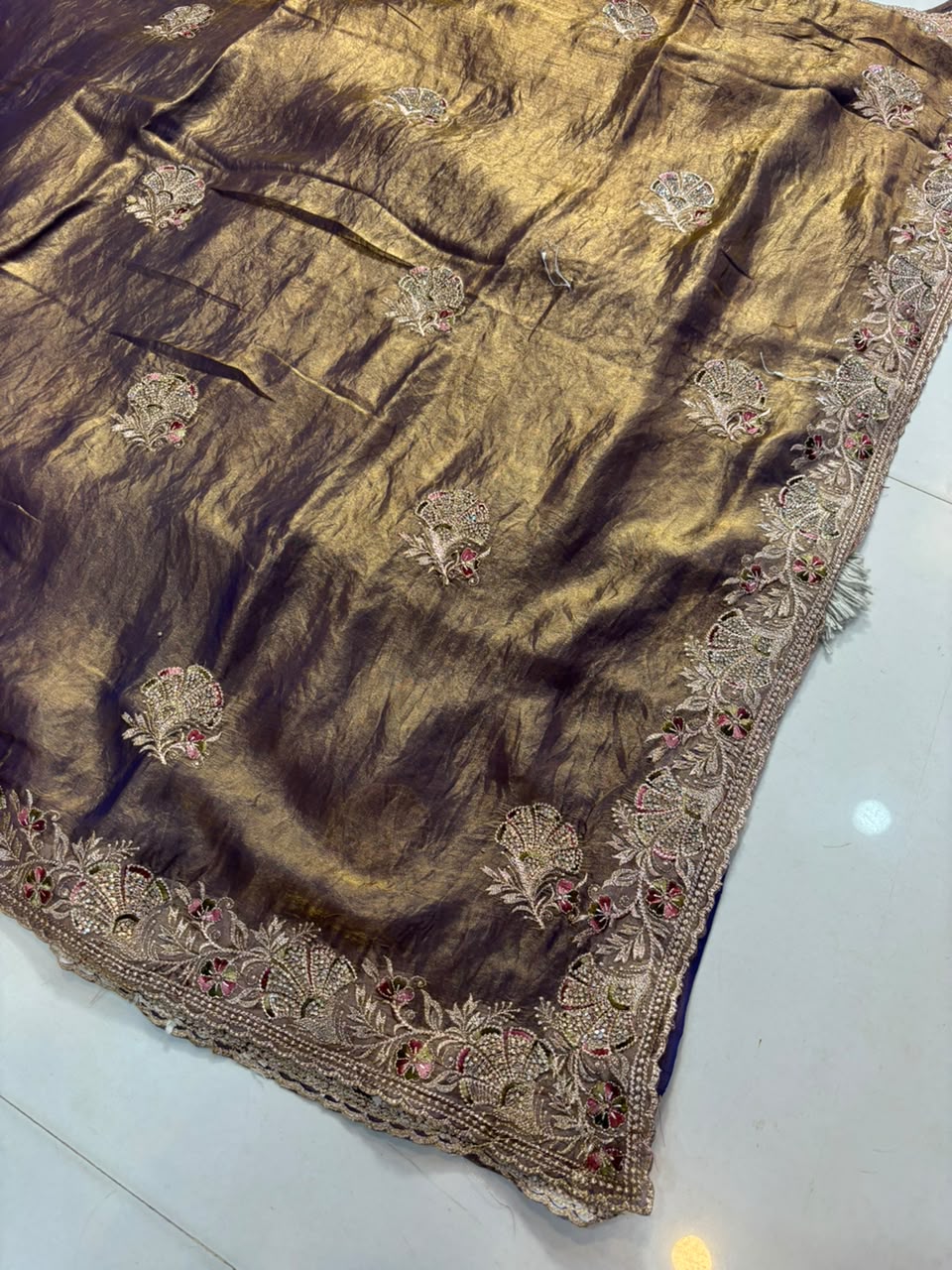 Royal Diamond Embroidered Designer Fancy Saree
