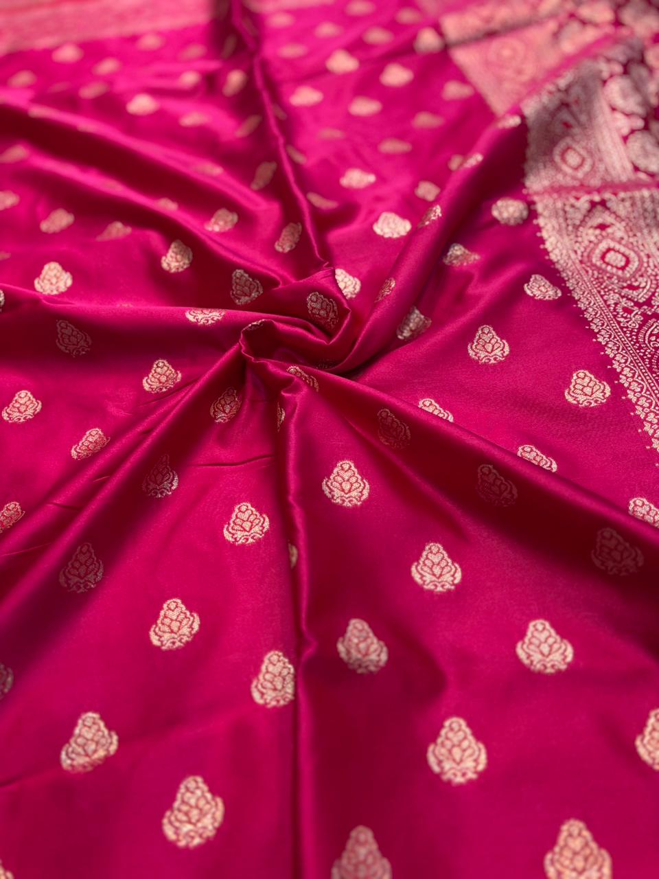 Soft Satin Silk Kathpadar Saree with Zari Work