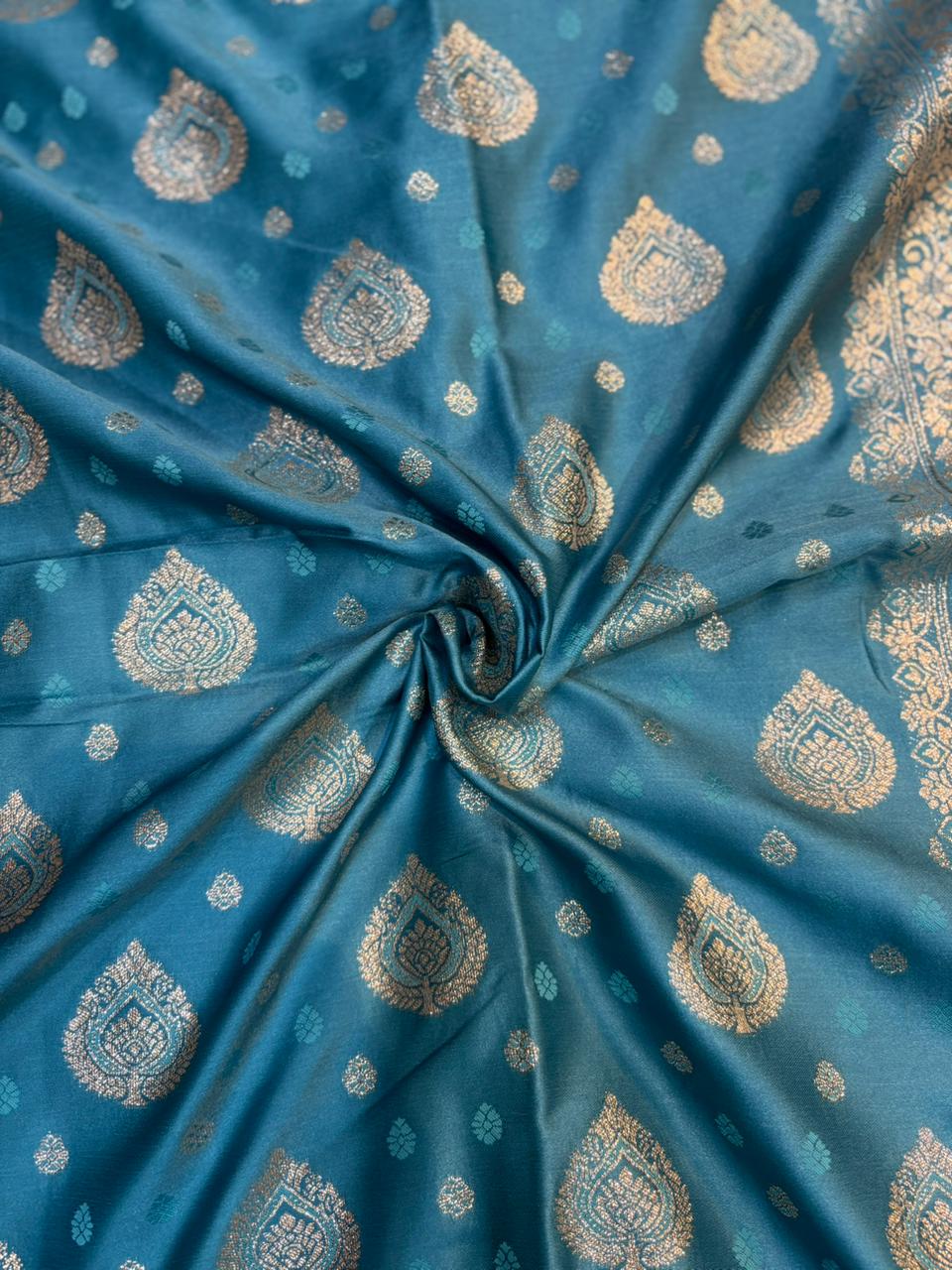 Soft Satin Silk Kathpadar Saree with Zari Work