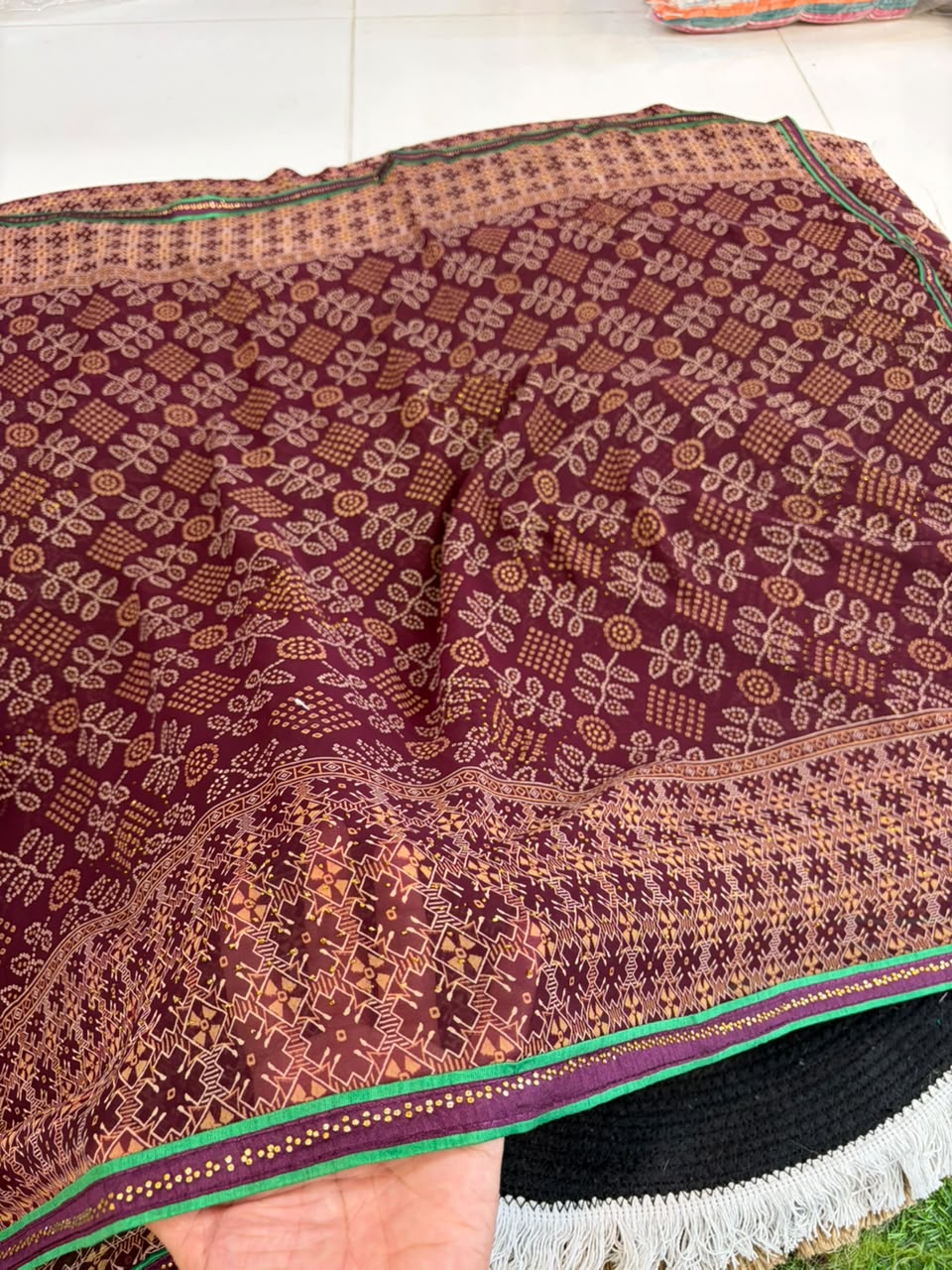 ✨ Heavy Weightless Georgette Bandhani Diamond Work Saree