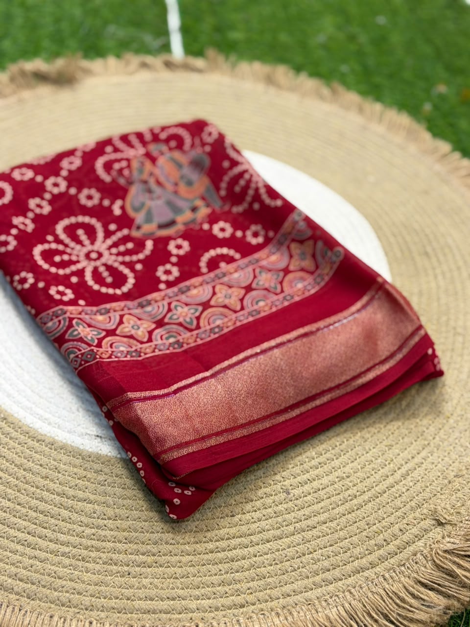 Navratri Special Bandhani Saree with Satin Border
