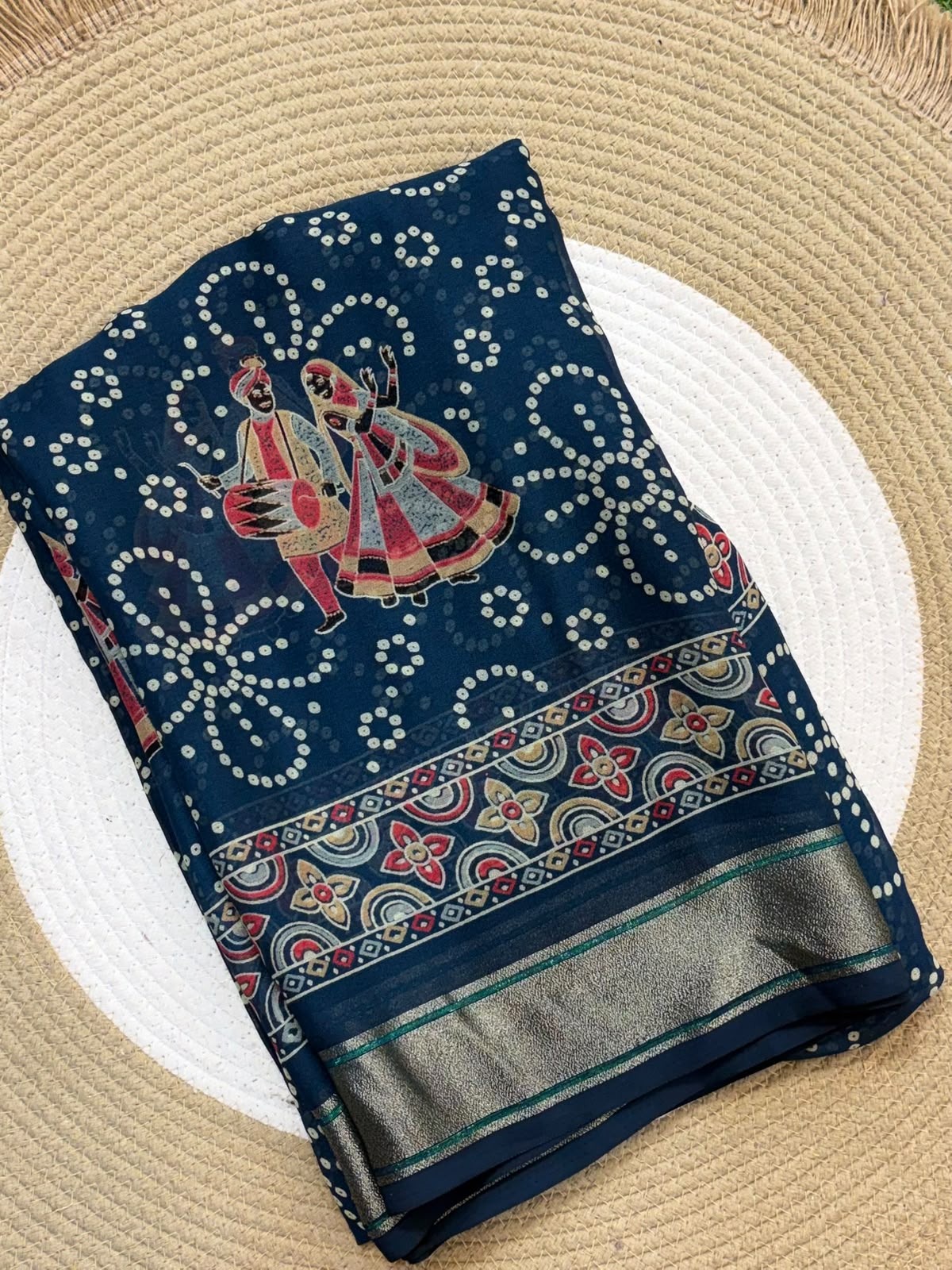 Navratri Special Bandhani Saree with Satin Border