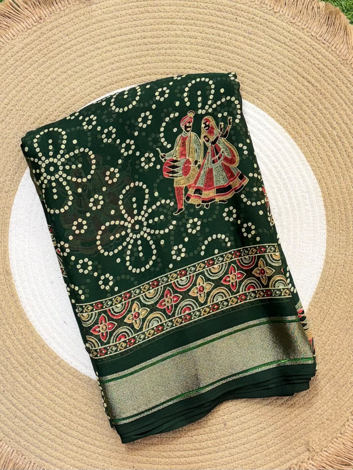 Navratri Special Bandhani Saree with Satin Border