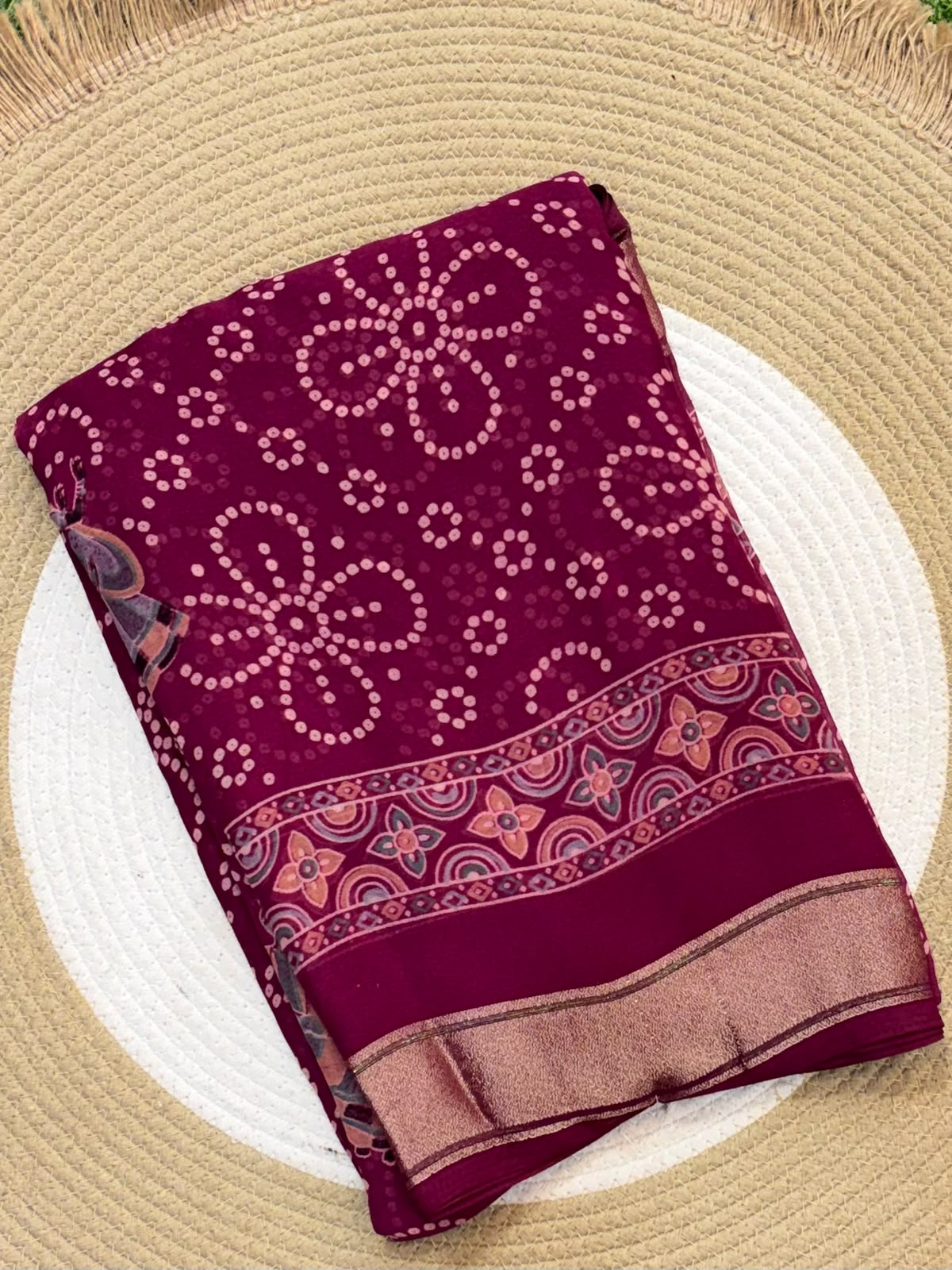Navratri Special Bandhani Saree with Satin Border